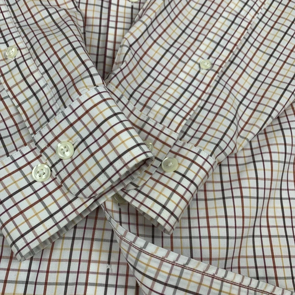 Brooks Brothers Men's Med Long Sleeve Checked Dress Shirt Cotton Non Iron‎